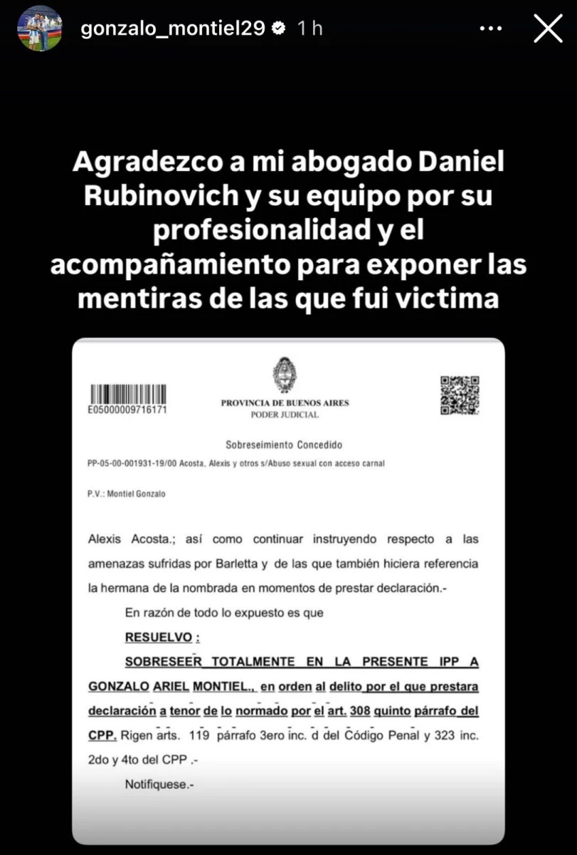 Foto: Descargo de Gonzalo Montiel en su cuenta de Instagram. (@gonzalo_montiel29).