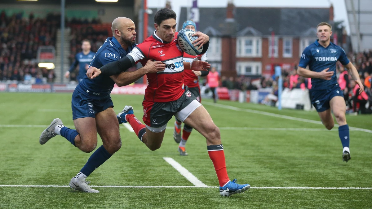 El cordobés Carreras, el segundo try argentino de 2025. Foto: X@gloucesterrugby
