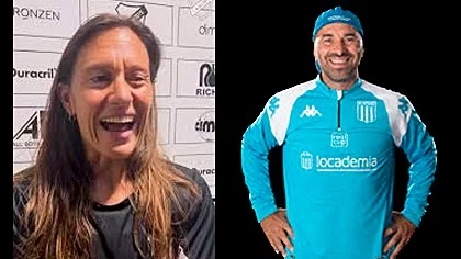 Foto: @caallboys y @RacingFutsalAFA. Bárbara Abot, de All Boys, y Daniel Paletta, de Racing, fueron nominados entre los 10 mejores DT del Futsal femenino, durante la temporada 2024