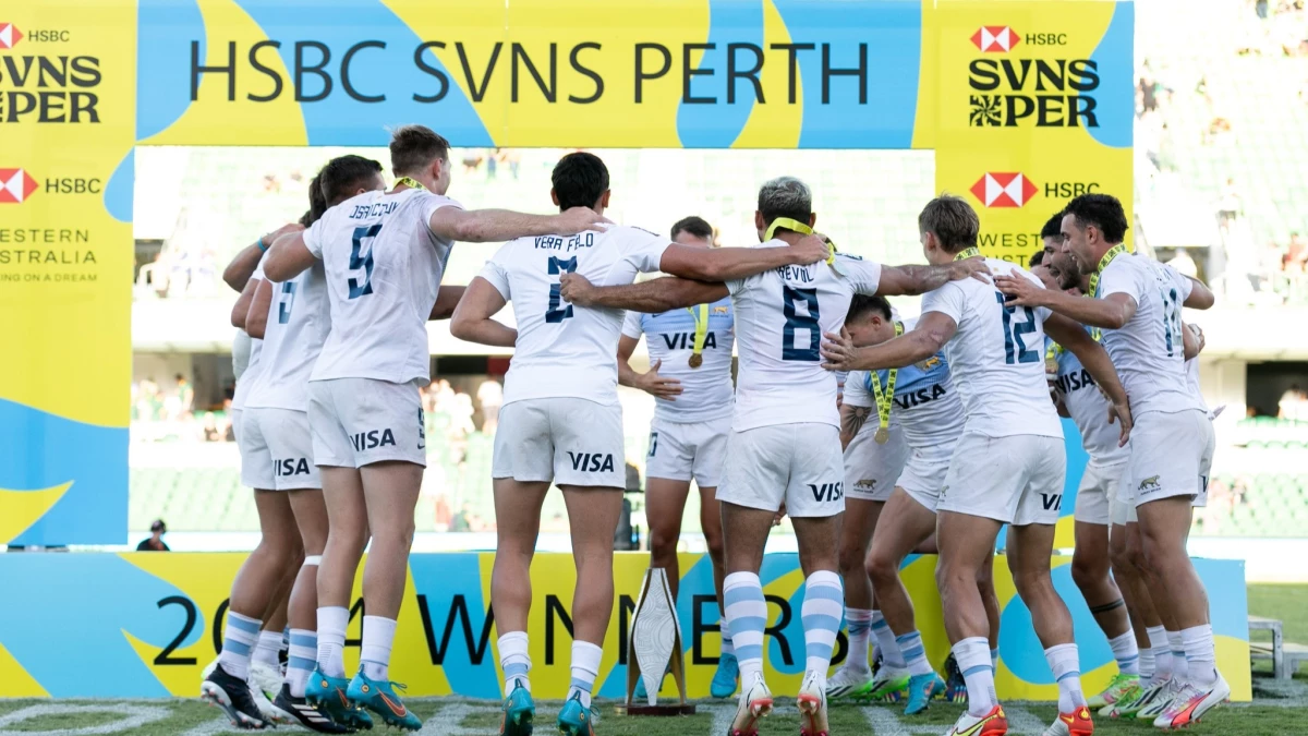 Los Pumas 7s., campeones en Perth, el año pasado (Foto: X@LosPumas7s)&nbsp;