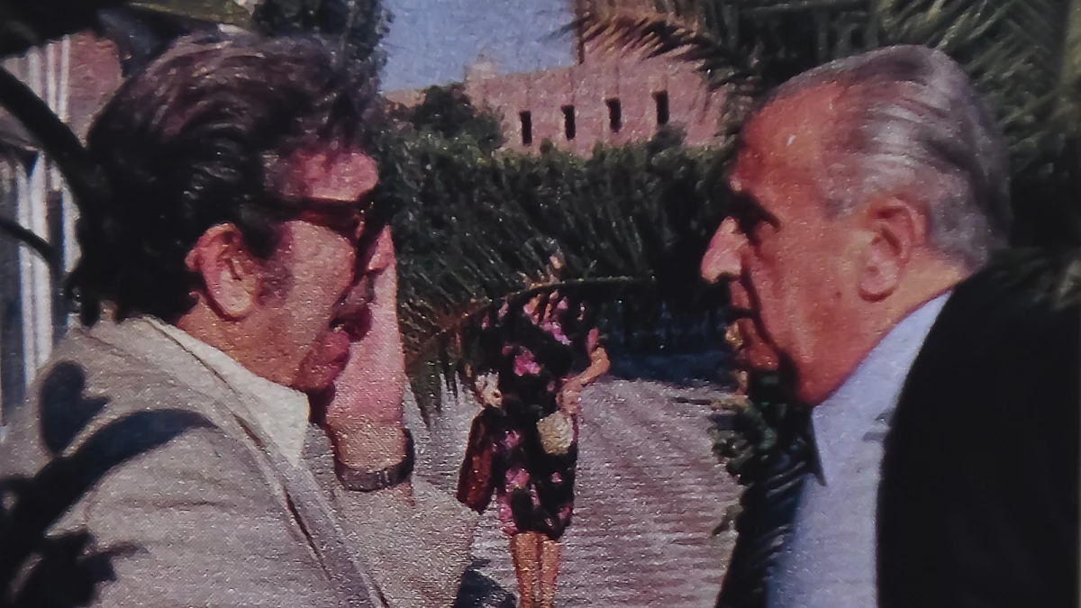 Foto: Archivo. Labruna conversa con el presidente de River de ese entonces, Rafael Aragón Cabrera