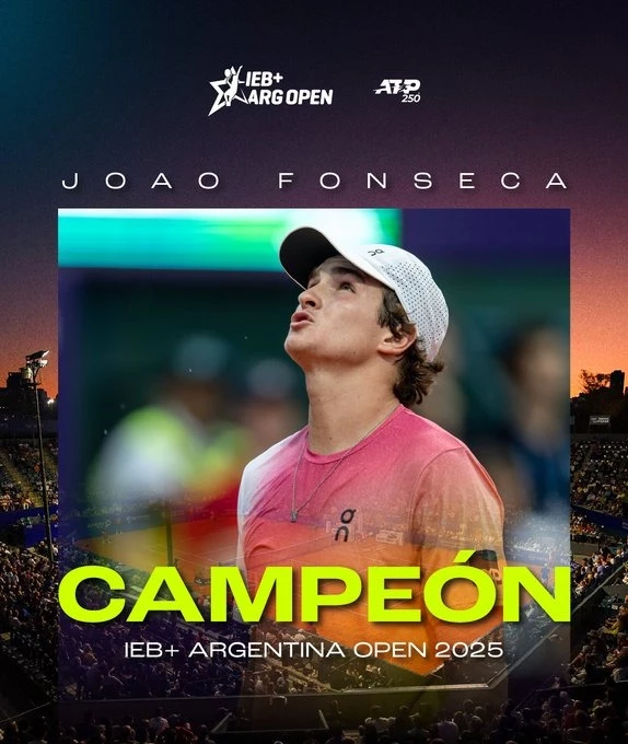Foto: Joao Fonseca gan+o su primer torneo ATP como profesional. @ArgentinaOpen