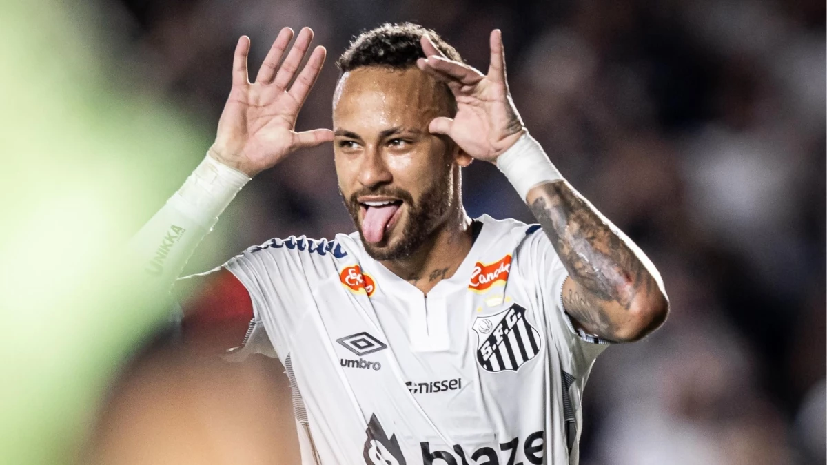 El festejo de Neymar. Foto: “X” de Santos FC (@SantosFC).