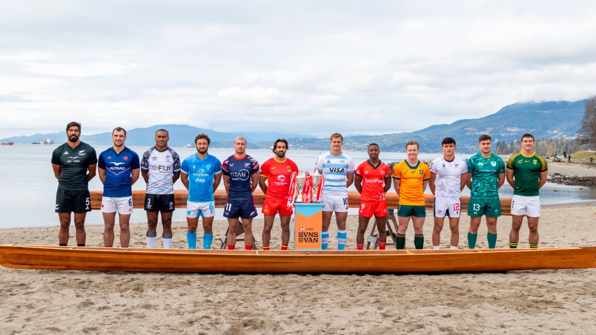Tradicional foto de los capitanes, en Vancouver. Foto: X@LosPumas7arg