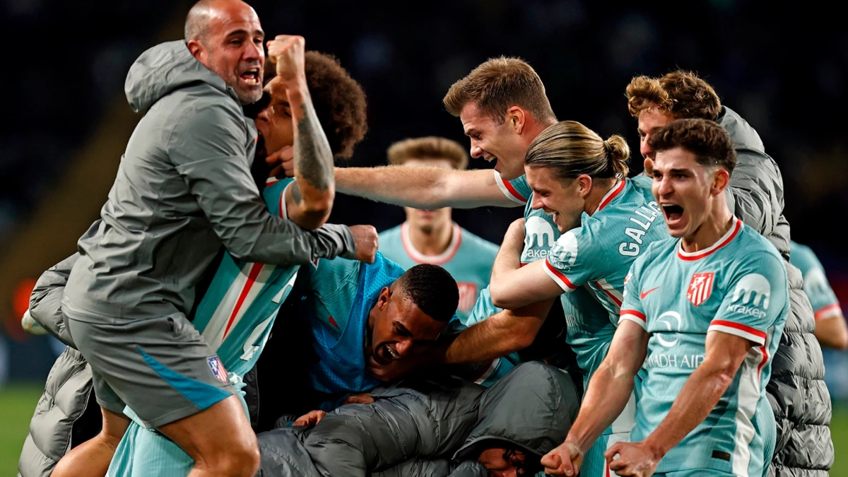 Foto: X de Atlético Madrid. El noruego Sorloth ya marcó el 4-4 definitivo en Montjuic. La semifinal continúa abierta.