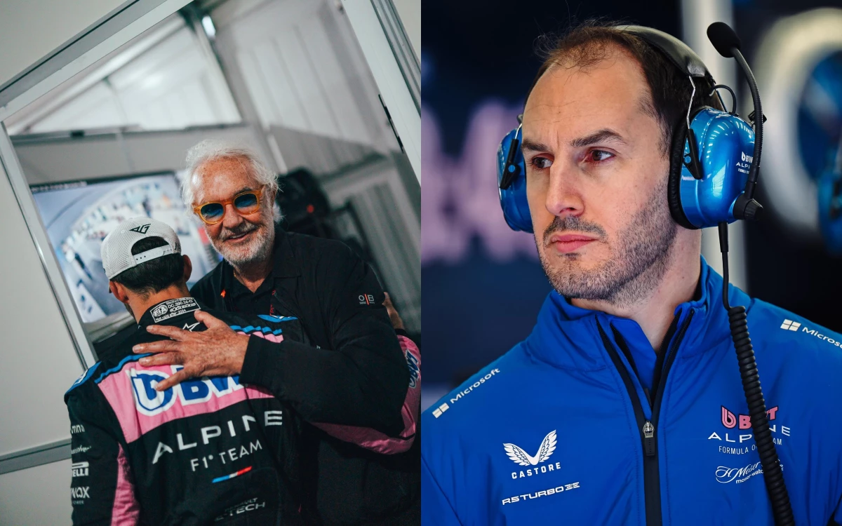 Briatore y Oakes, los principales directivos de la escudería que tiene a Colapinto como piloto de reserva. Foto: Alpine