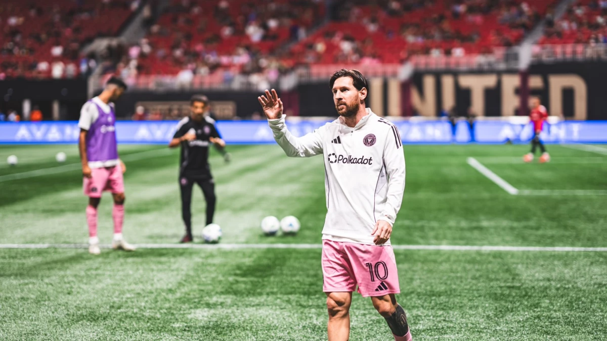 Messi, durante la entrada en calor antes de su último partido contra Atlanta United. Foto: @InterMiamiCF