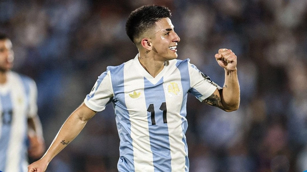 Goleador. Almada marcó el gol de la victoria y que significó el número 2000 para Argentina. Foto: Conmebol.&nbsp;