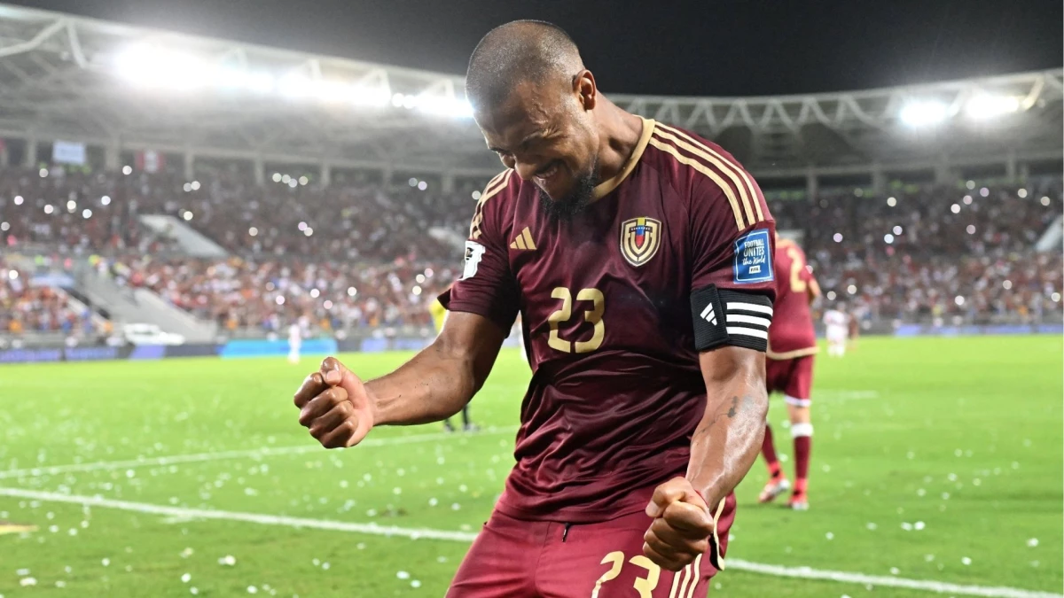 Foto: Rondon festeja su gol de penal que le dio la victoria a una Venezuela que sueña con llegar al Mundial &nbsp;