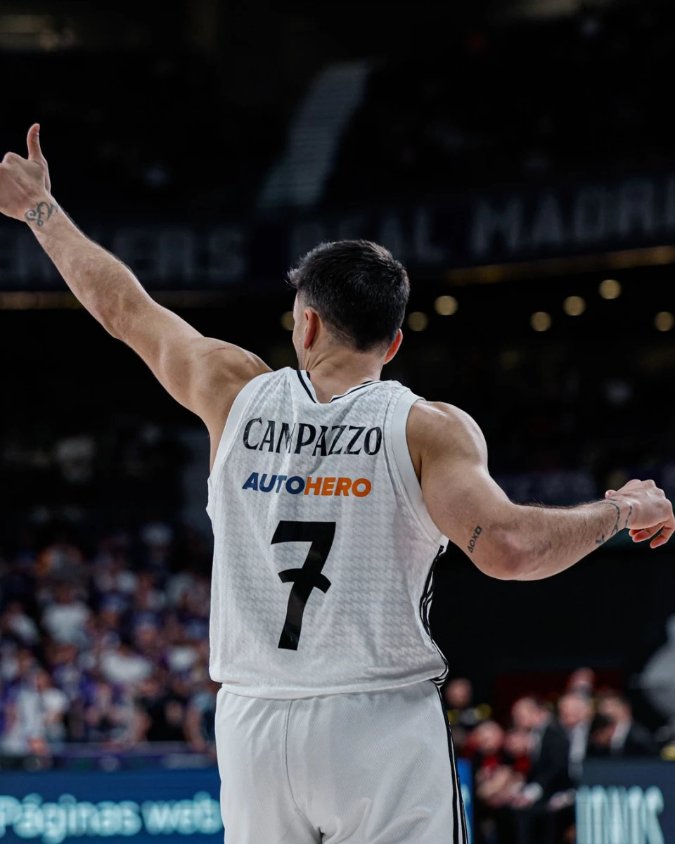 Foto:@RMBaloncesto. El cordobés Campazzo aportó 7 tantos en el triunfo de Real Madrid sobre Bilbao Basket