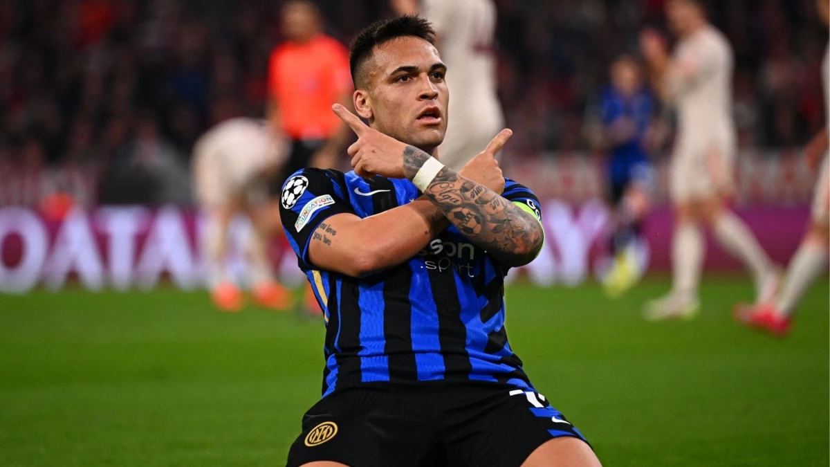 “Toro” Martínez y su festejo tradicional para el 1 a 0. Foto: “X” de Inter (@Inter).