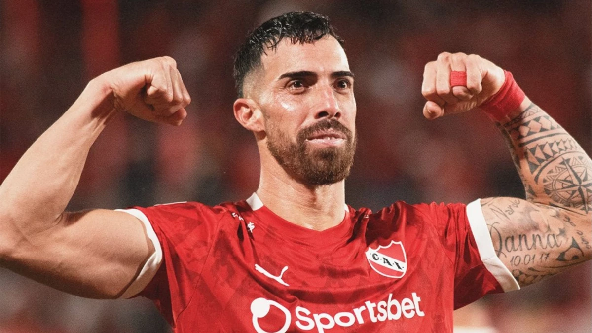 Foto: Gabriel Ávalos celebra el segundo de sus dos goles con los que Independiente venció a San Martín de San Juan