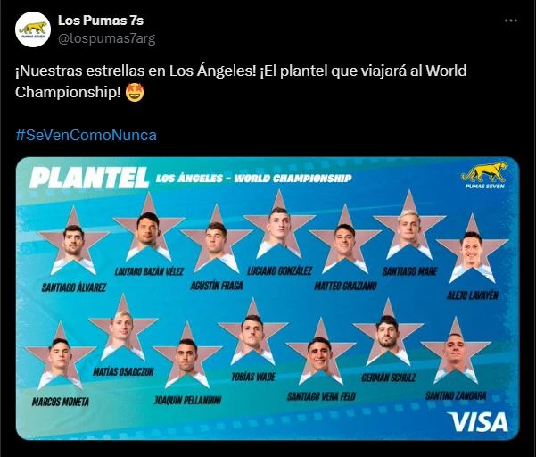 La lista de Los Pumas para viajar a Los Ángeles (Captura X@lospumas7arg)