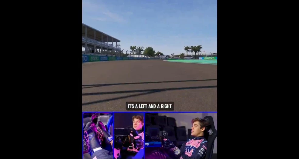 Colapinto, en el simulador de Alpine, durante su recorrido virtual al circuito callejero de Miami (Foto: @AlpineF1Team)