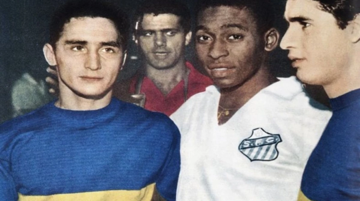 Sanfilippo y Pelé, en la final de la Copa Libertadores 1963