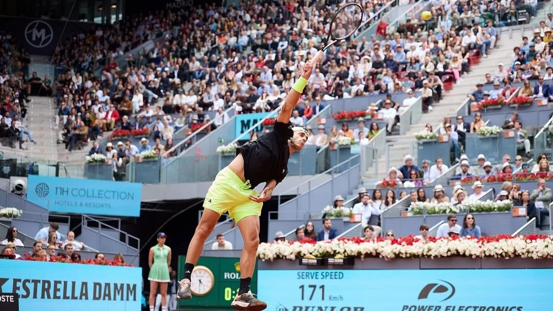 Fran Cerúndolo durante su gran actuación en Madrid. Foto: @mutuamadridopen