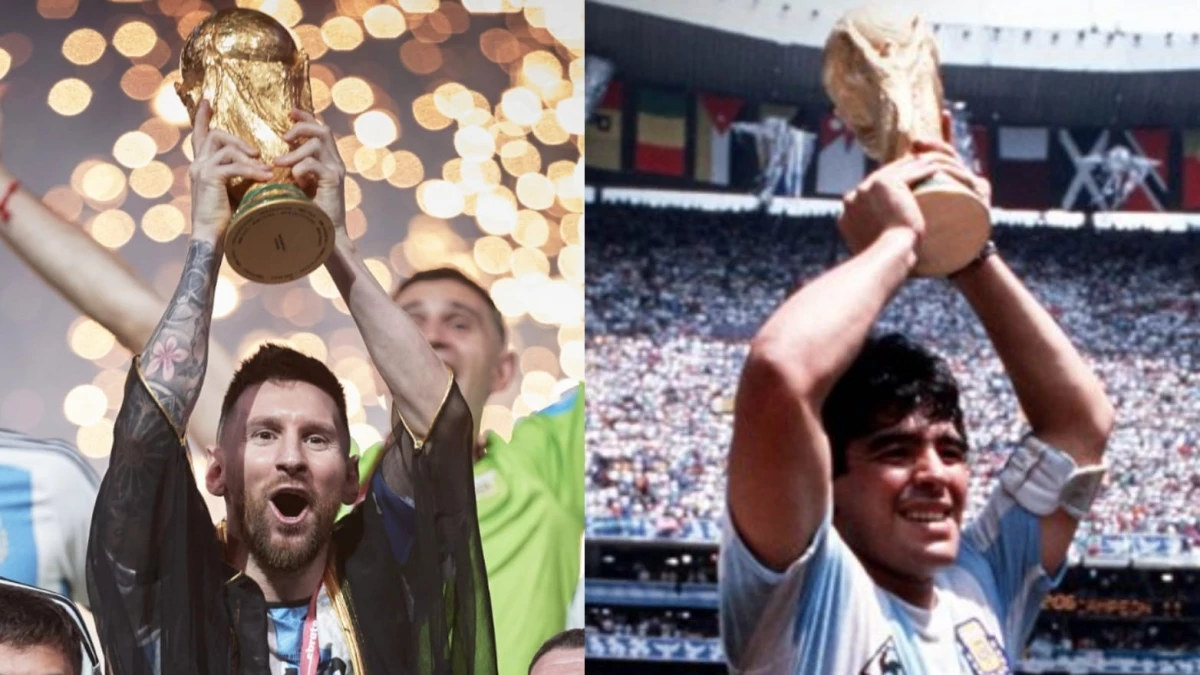 Messi y Maradona en el podio de los mejores jugadores de la historia. Foto:@fifaworldcup_es