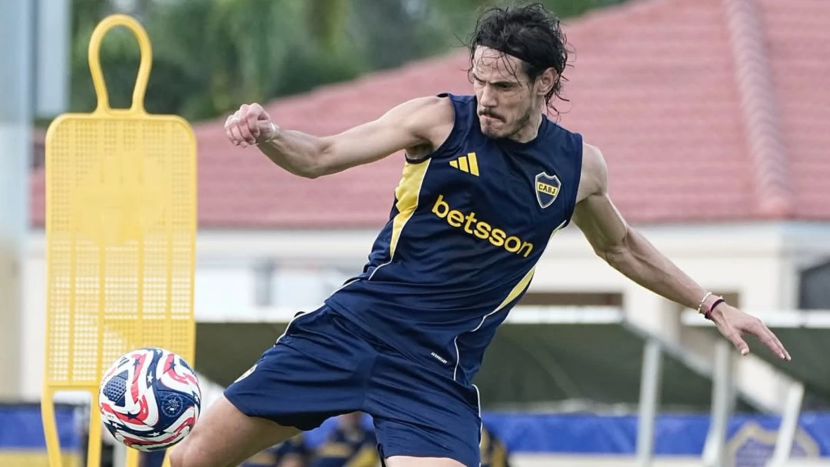 &nbsp;Por segundo día consecutivo, Cavani entrenó a la par del grupo. Foto: “X” de Boca Juniors (@BocaJrsOficial).