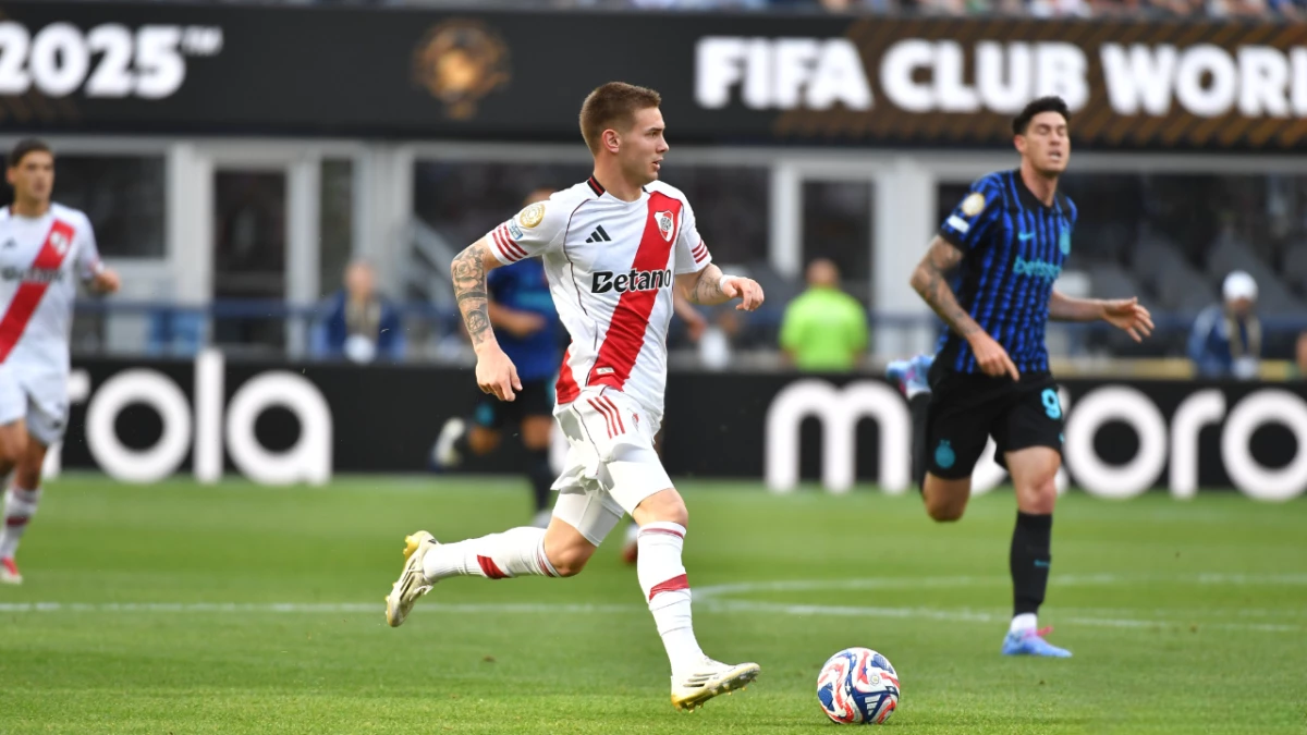 Foto: Dazn. Franco Mastantuono jugó su último partido en River en el Mundial de Clubes ante Inter y hace unos dias viajó a Madrid
