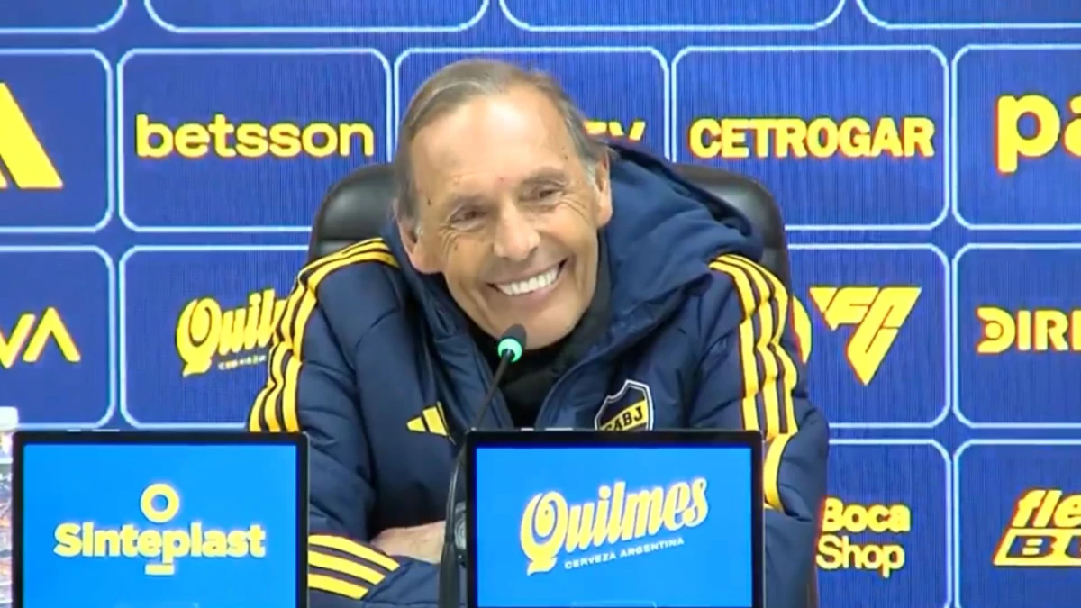 Miguel Ángel Russo en la conferencia de prensa de este viernes en Boca Predio.