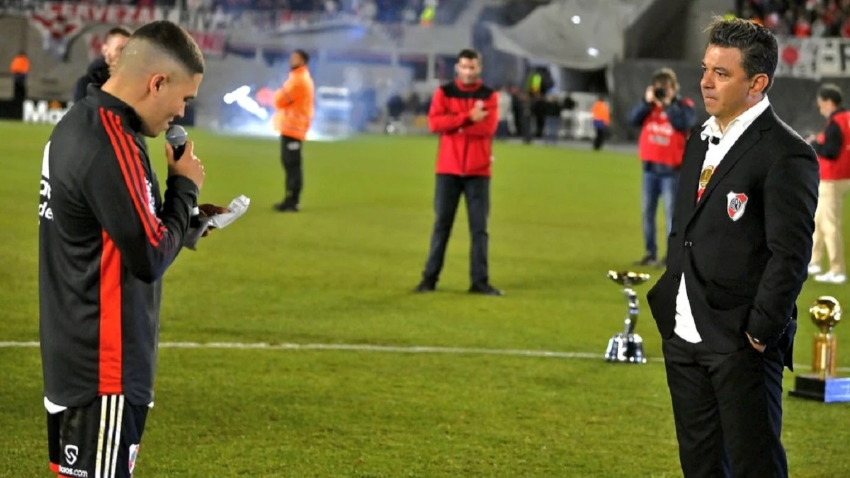 Foto: Prensa River. Esta vez Gallardo no quiere despedidas y el mensaje fue que el equipo le gane a Banfield.