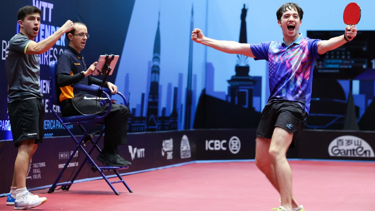 El festejo de Cifuentes y Lorenzo en el día 3 de competencia. Foto: WTT.