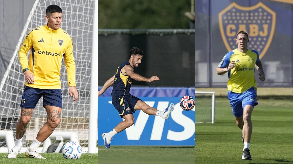 Los tres jugadores apartados del plantel profesional. Fotos: Prensa Boca.
