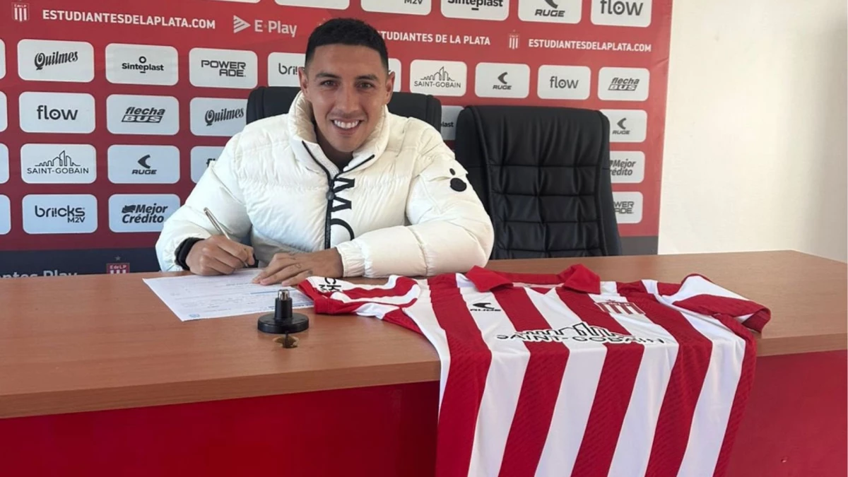 Foto:@EdelpOficial. El mediocampista Leonardo Suárez es nuevo refuerzo del Pincha. Llega a préstamo, con opción de compra