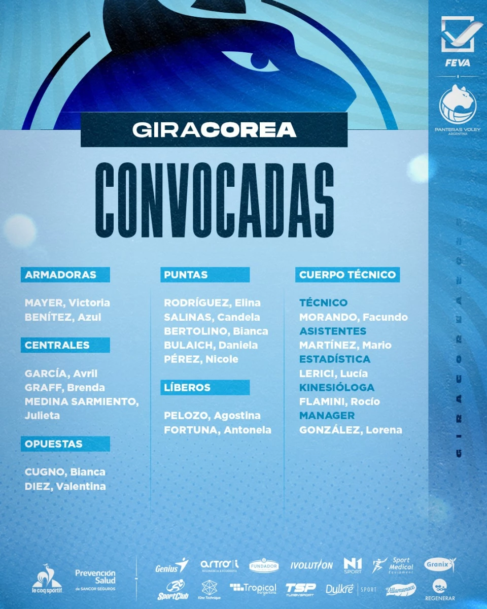 Foto:Feva. La lista oficial que viajan el viernes hacia Corea para la gira previa. &nbsp;