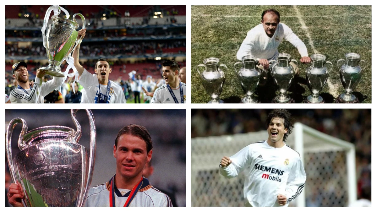 Di María, Di Stéfano, Redondo y Solari, todos campeones de la Champions League. Foto: Deportv.