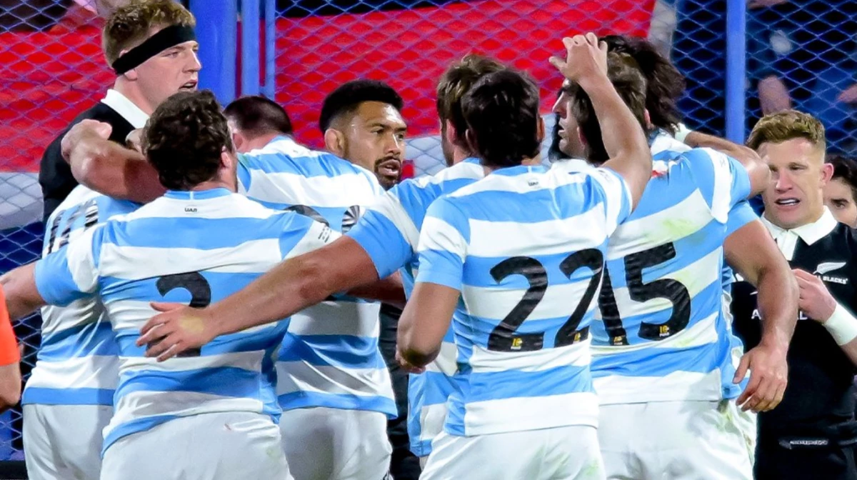 Foto:X de UAR. Triunfo de Los Pumas ante Nueva Zelanda, por primera vez en la Argentina. 29-23 en cancha de Vélez