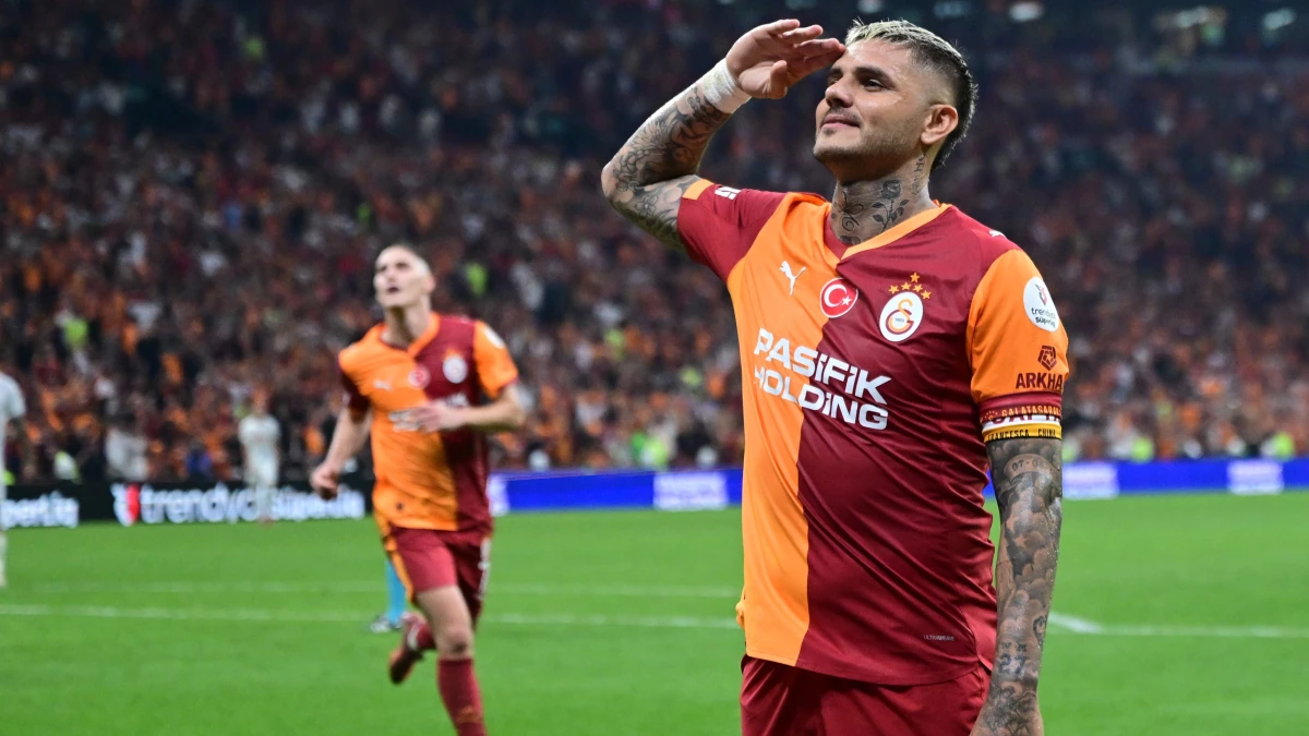 Icardi festeja su tanto en la Liga de Turquía. foto: @galatasaray&nbsp;
