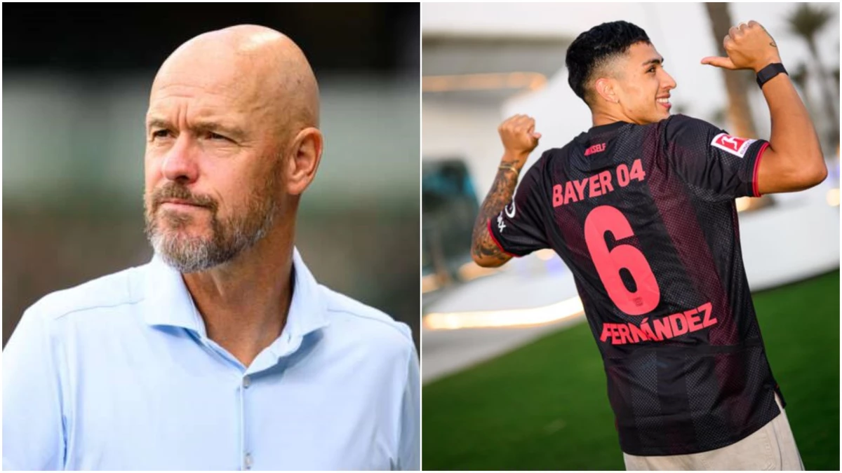 Uno que se va y otro que llega: ten Hag y Equi Fernández. Foto: @bayer04_es