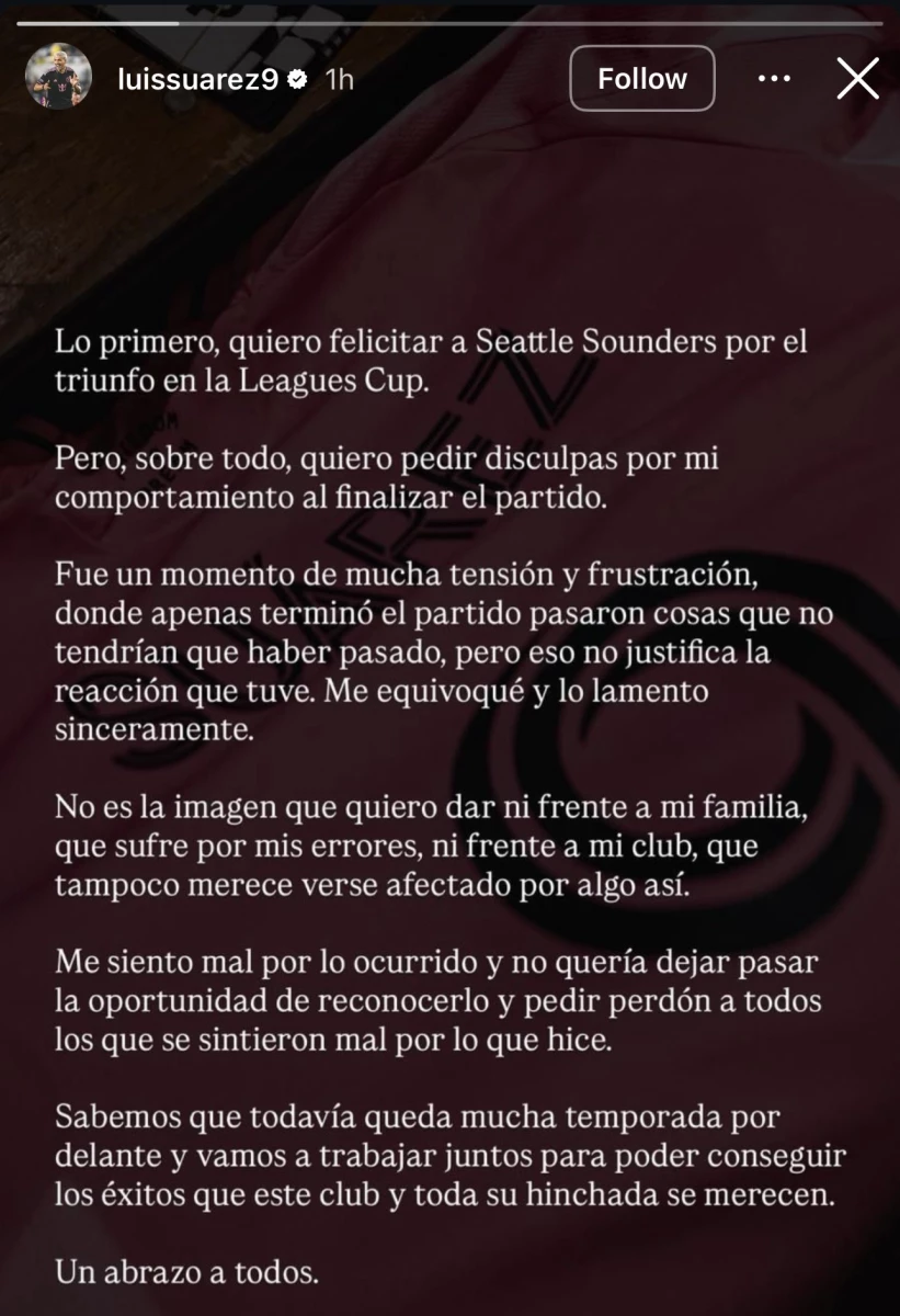 Foto: Instagram Luis Suárez.&nbsp;