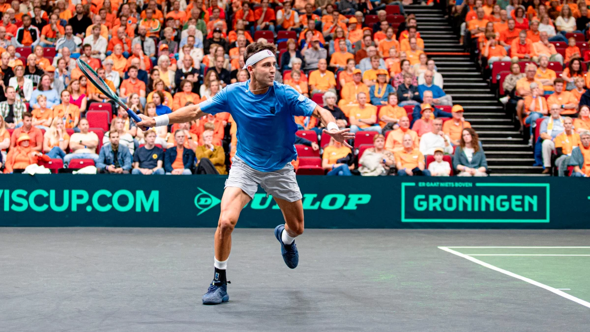 El platense Tomás Etcheverry aportó uno de los puntos en la victoria de Argentina ante los Países Bajos, en Groningen (Foto: Prensa AAT).