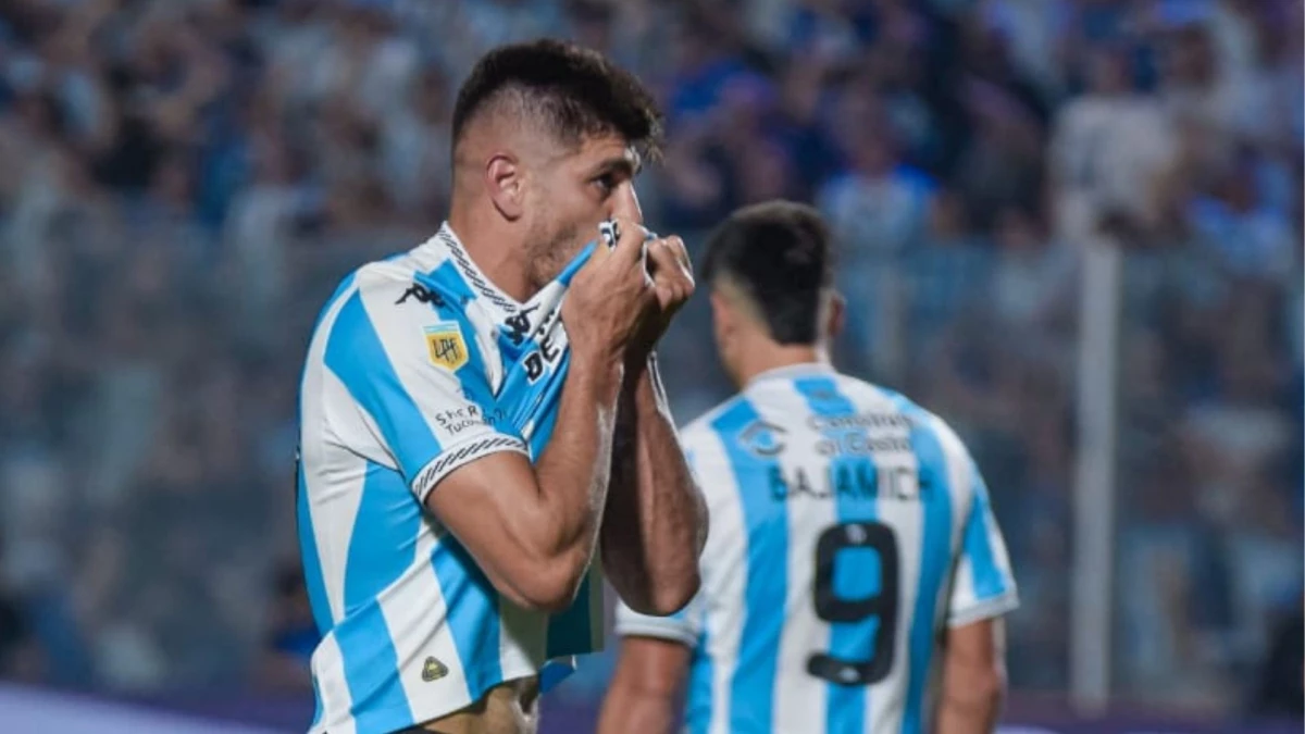 Foto:@ATOficial. El Loco Leandro Díaz festeja su gol, el penal que significó el 2-0 definitivo.