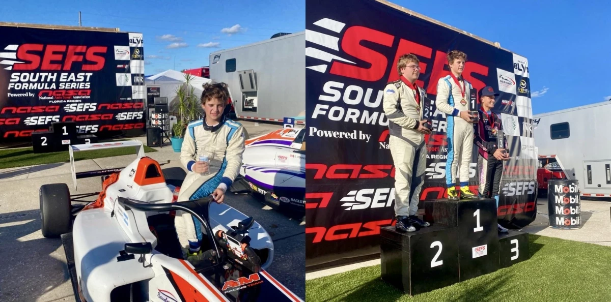 Foto:@Corazondef1. El adolescente argentino Lázaro Bainotti se luce en el automovilismo de monopostos en los EE.UU.&nbsp;