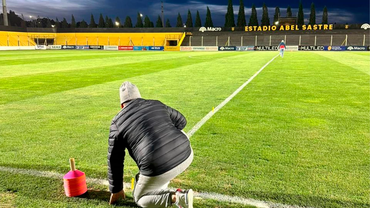 Los trabajos de los enviados de Conmebol para inspeccionar el estadio chubutense | Foto: Prensa Deportivo Madryn&nbsp;