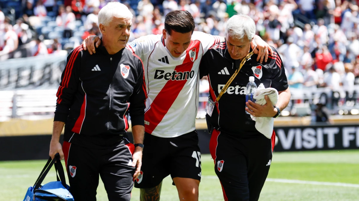 Foto: DAZN. La mala raacha de Driusssi con la lesiones ya le hizo perder el Mundial de Clubes por un esguince en el debut.