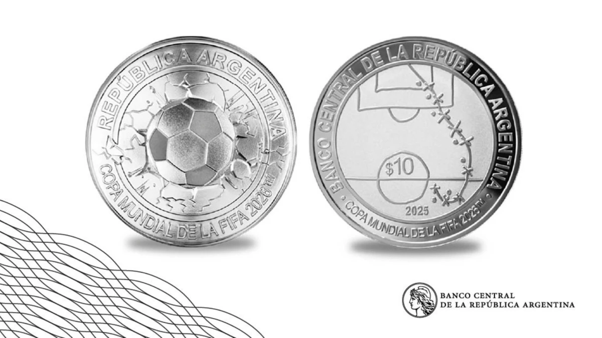 Foto: Moneda en homenaje al gol de Diego Maradona de frente y reverso.