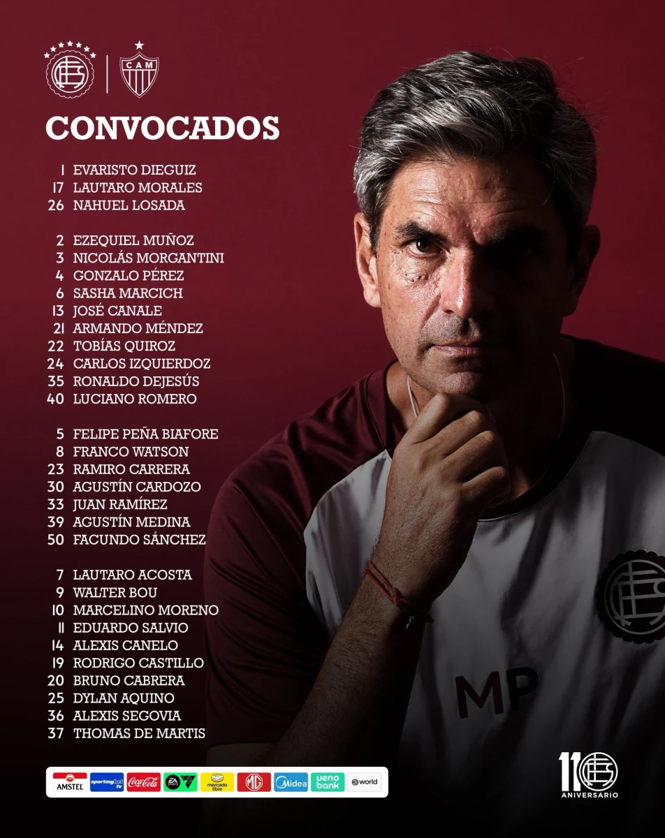 Foto:@clublanus. El técnico Mauricio Pellegrino llevó 30 jugadores a Asunción para la final de la Sudamericana
