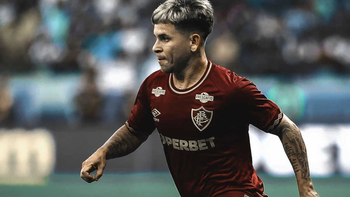 Foto: El venezolano Yeferson Soteldo celebra su doblete ante Gremio.&nbsp;