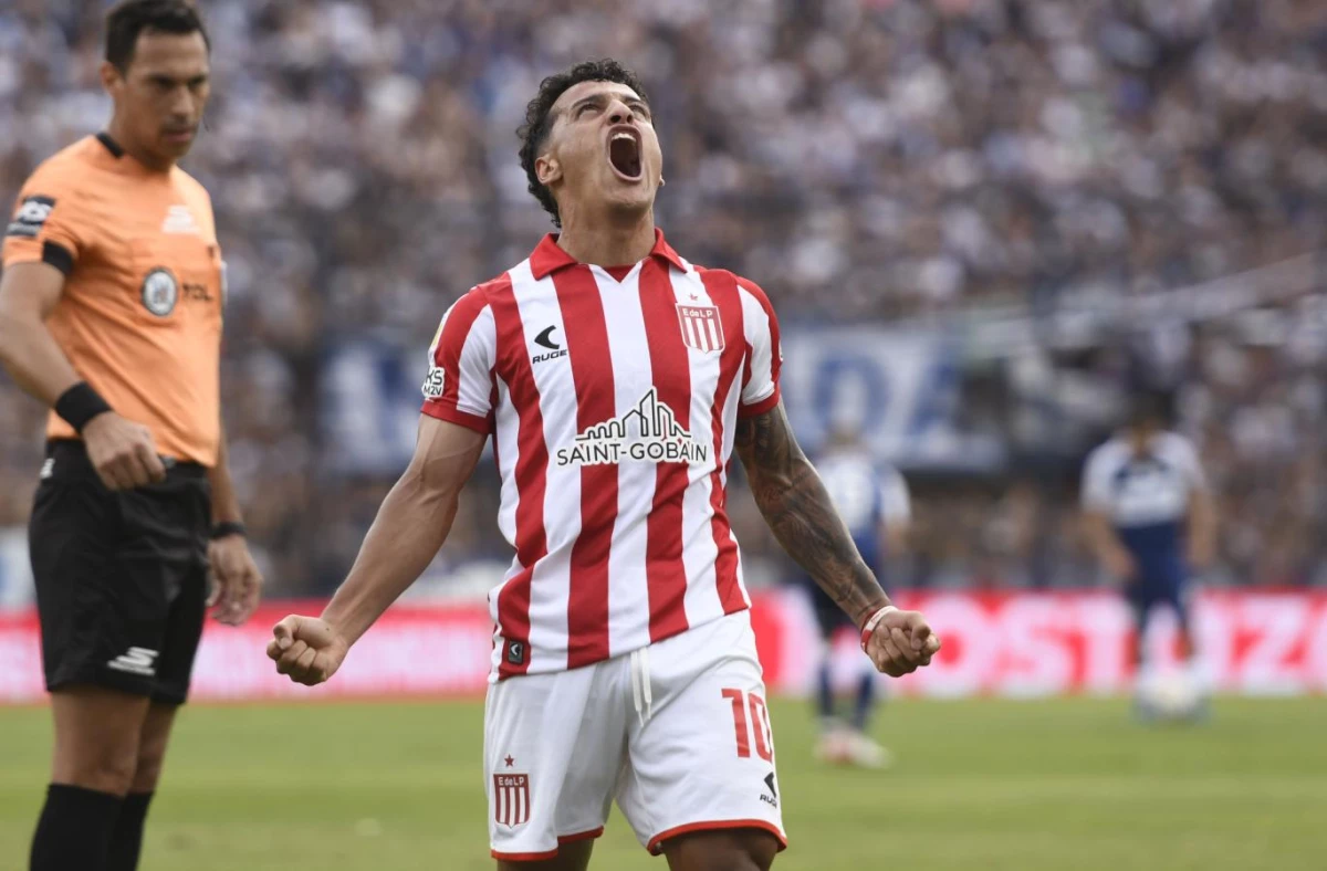 Foto: Thiago Palacios celebra su gol, el de la victoria de Estudiantes en el clásico platense para ser finalista del Clausura&nbsp;