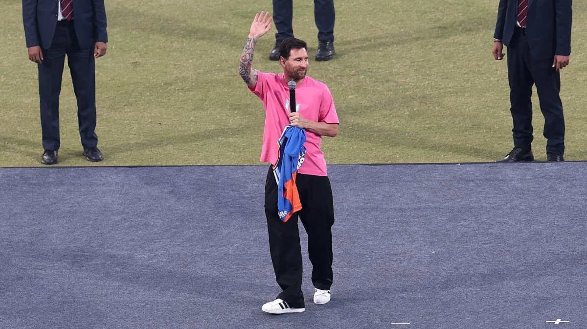 Messi cerró su gira por la India en Nueva Dheli (Foto: The Times of India).