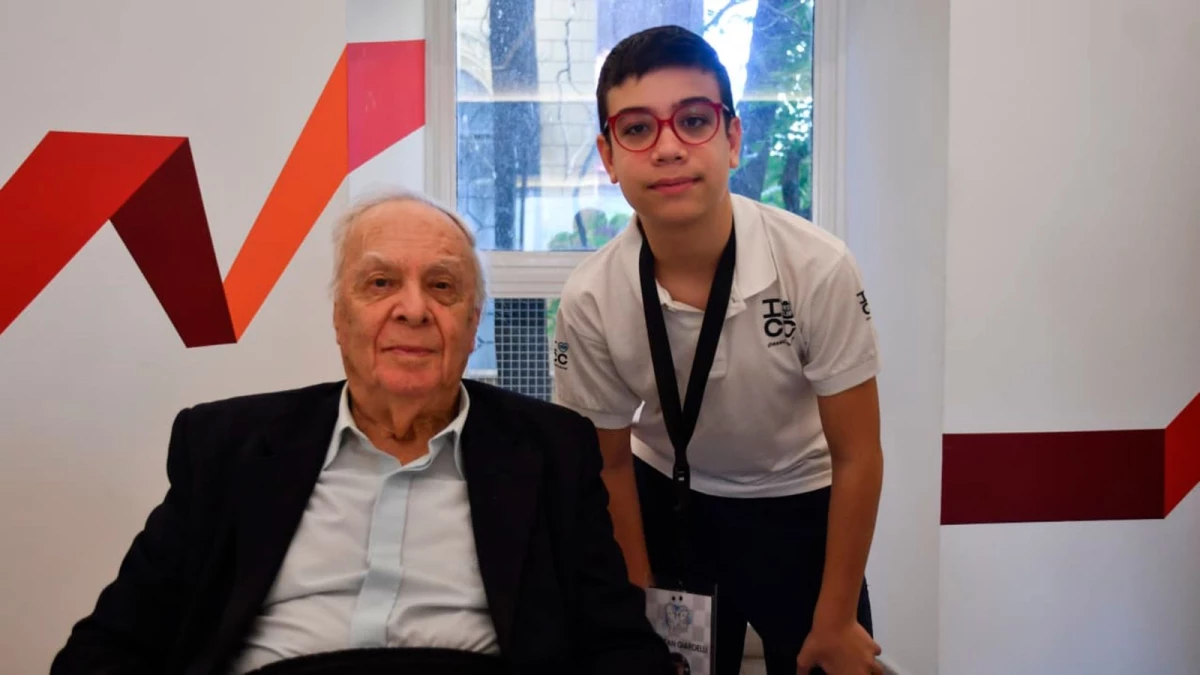 Foto: Camila Godoy. Oscar Panno y Faustino Oro, dos símbolos del ajedrez argentino en distintas etapas, diferentes generaciones