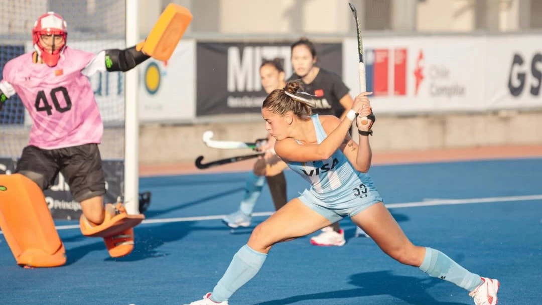 Zoe Díaz de Armas, clave en las Leoncitas en el subcampeonato Mundial en Chile. (Foto: @arg_fieldhockey).