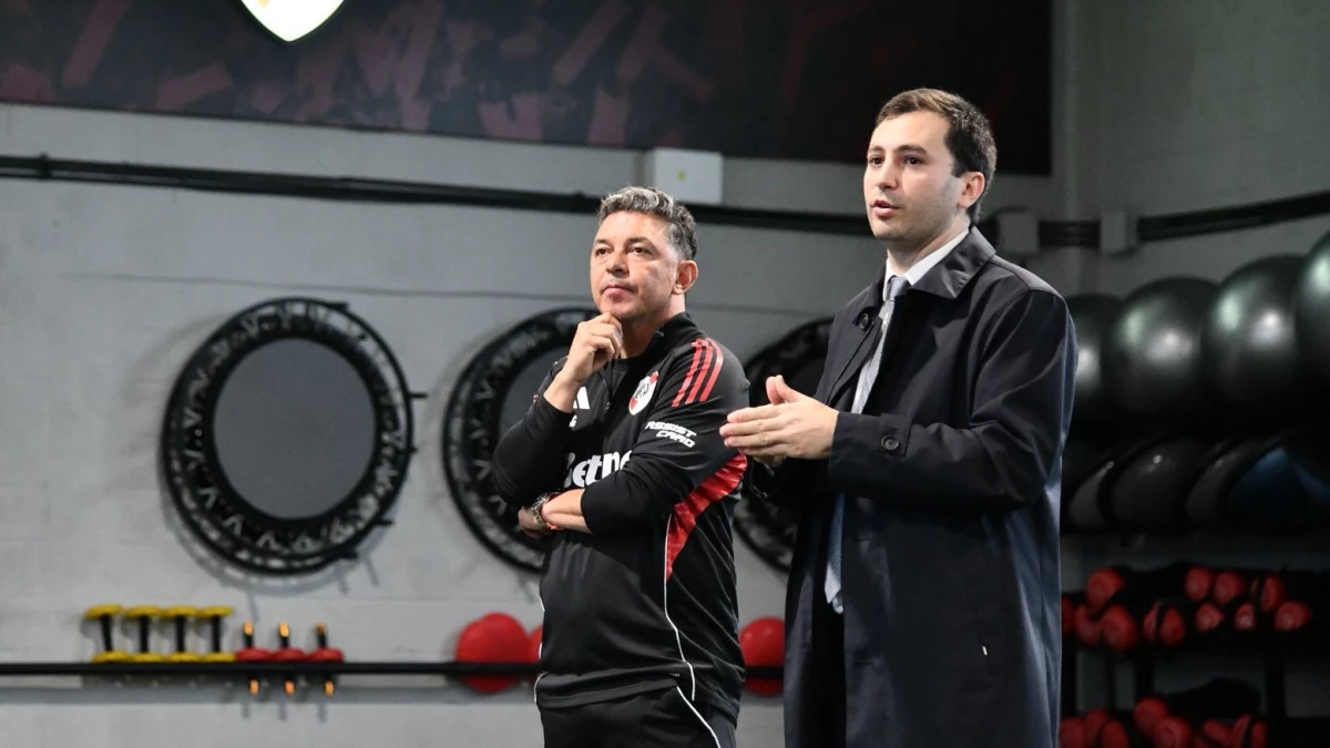 Foto: River Plate. Gallardo y el presidente Di Carlo buscan cerrar otro refuerzo esta semana antes de viajar.