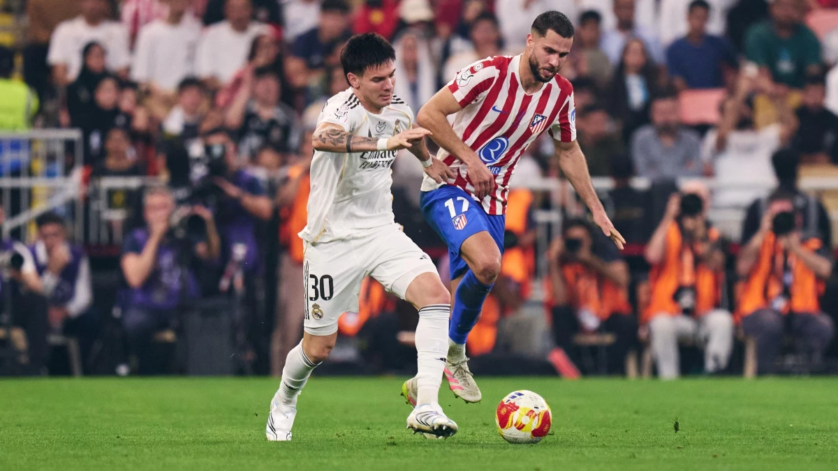 El argentino Mastantuono vio acción en los ultimos minutos del derby madrileño. foto: @realmadrid.