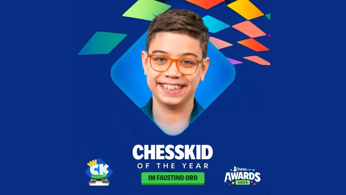 El argentino Faustino Oro recibió otra distinción internacional por su promisoria carrera en el ajedrez. (Foto: @chesscom)