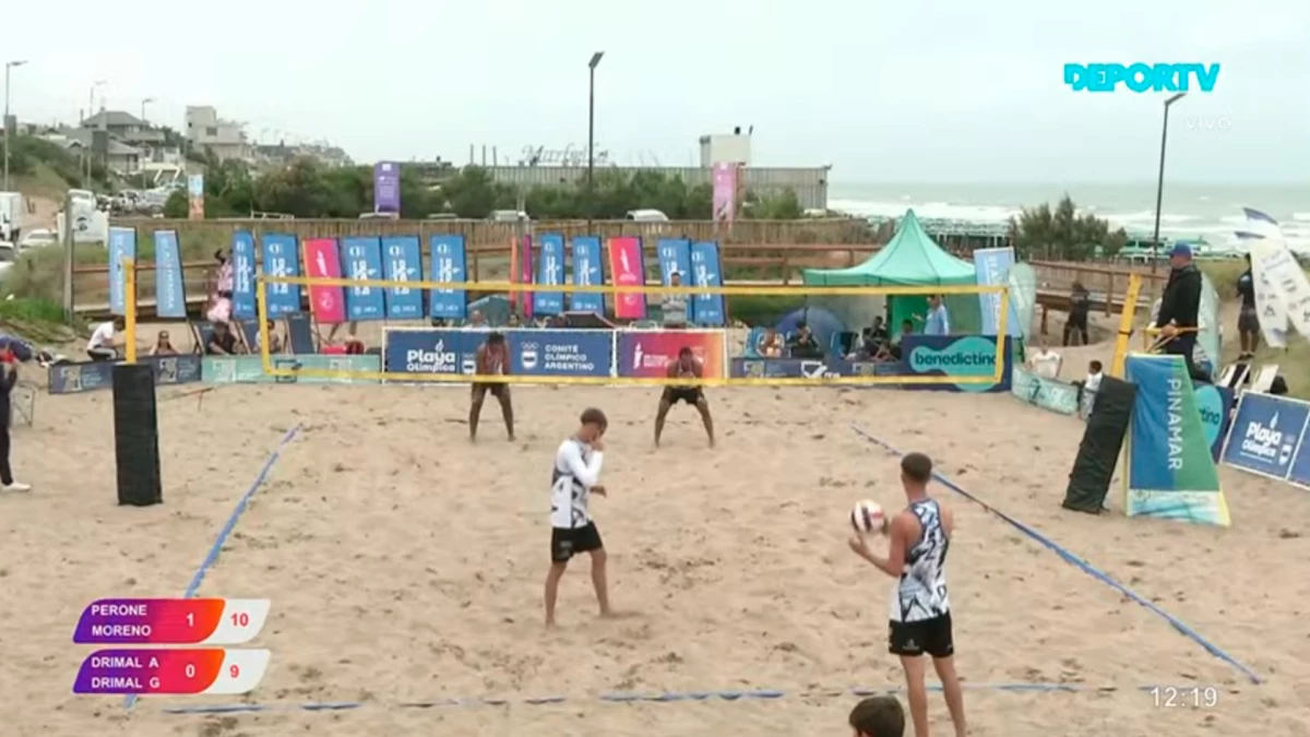 El voley playa, una de las actividades de la jornada en Pinamar con la Playa Olímpica &nbsp;| Foto: &nbsp;Captura de imagen Deportv